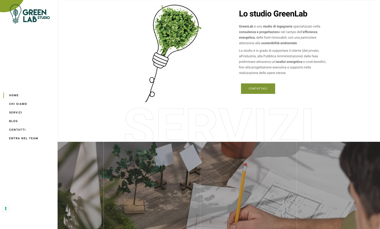 immagine del sito web realizzato per Green Lab Studio